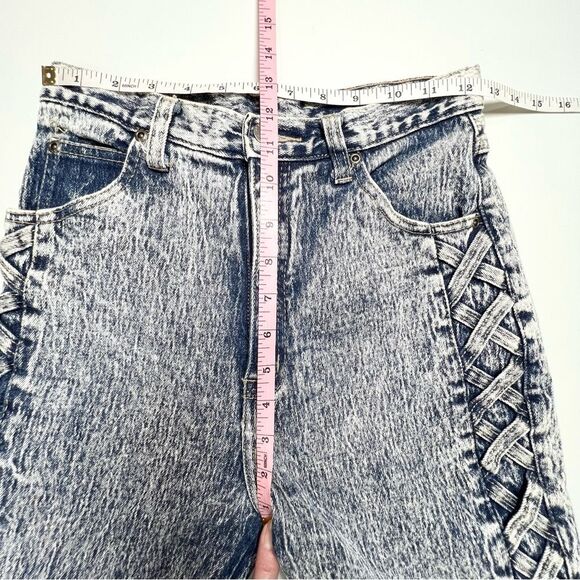 VTG Pure Jeanswear Acid Wash 80’s High Rise Side Lace Up Mom Jeans 9 Juniors - Picture 9 of 11